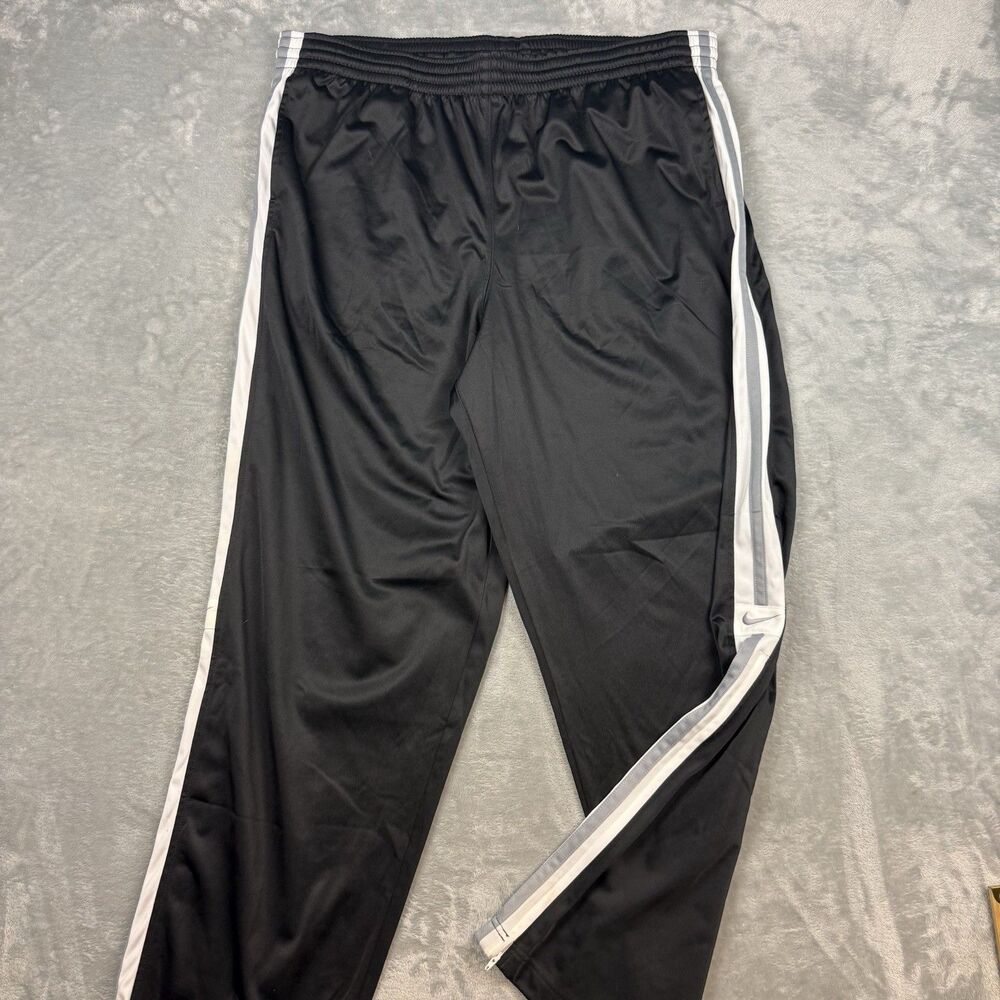 Vintage Y2K Nike Track Pants Men’s XL Black White Gray Striped Zip Ankle